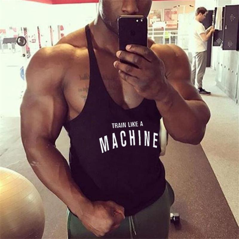 

Men's Tank Tops Mens Gyms Stringer Top Fitness Vest Canotta Bodybuilding Clothing Muscle Tanks Singlet Cotton Workout Sleeveless Shirt, White