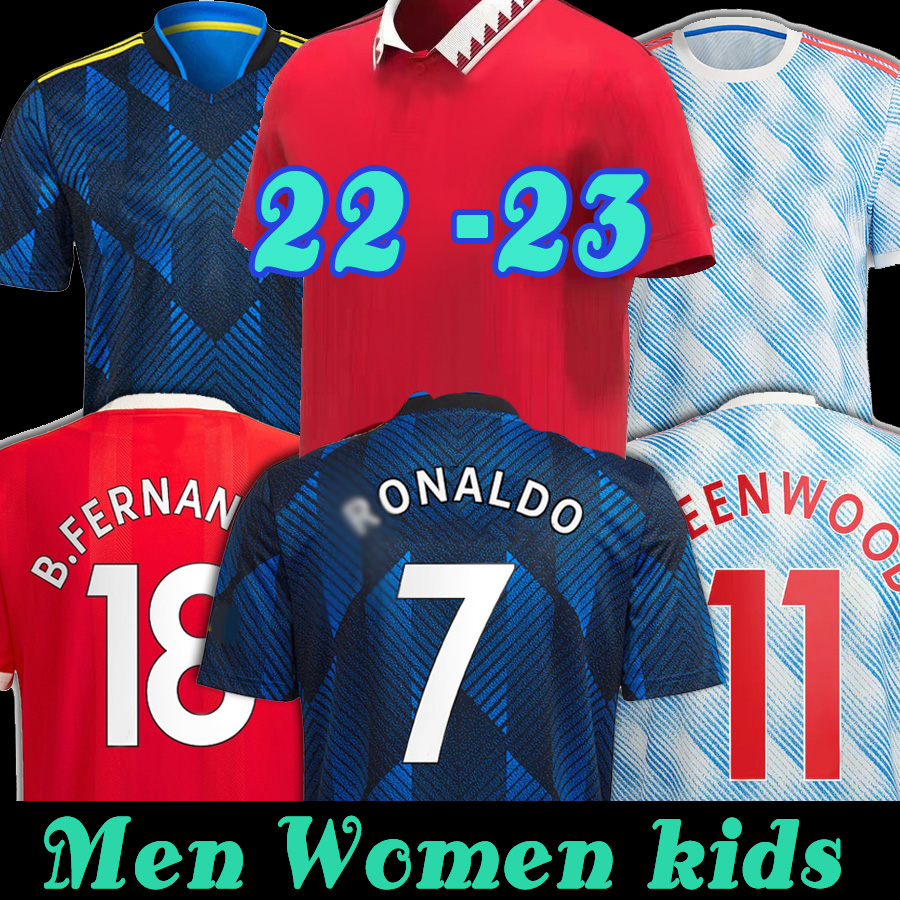 

7RONALDO SANCHO Manchester soccer Jerseys B FERNANDES BRUNO FERNANDES MARTIAL POGBA RASHFORD Football kids kit shirts CAVANI, Men(man lian)