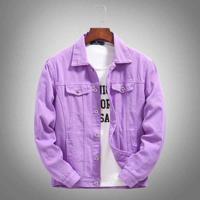 

Men's Jackets 2022 Slim Mens And Coats Casual Denim Jacket Men Veste Homme Jeans Male Purple Orange, Black;brown