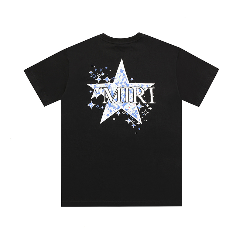 

American Brand Rmir1 Casual T-shirt Lanv1n Print Tee Ink 1:1 High Quality Oversized T-shirts Luxury Cotton Top Tee, Black