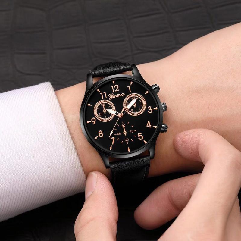 

Wristwatches Fashion Minimalist Simple Men Watch Geneva Leather Strap Wrist Quartz Watches For Gift Relogio MasculinoWristwatches