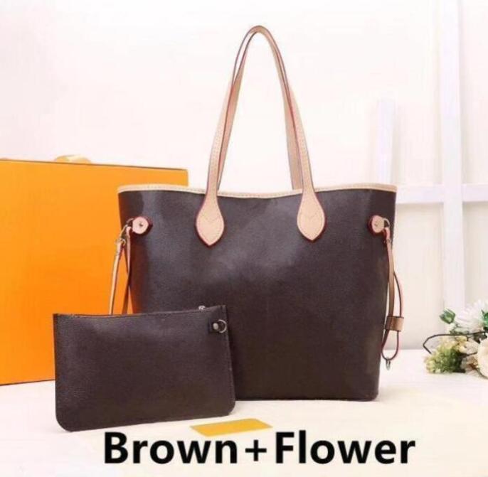 

Top 2pcs/set High Qulity Classic Luxurys Designers Bags Womens Handbags Flower Ladies Composite Tote Genuine Leather Shoulder Bag Female Purse, Coffer grid