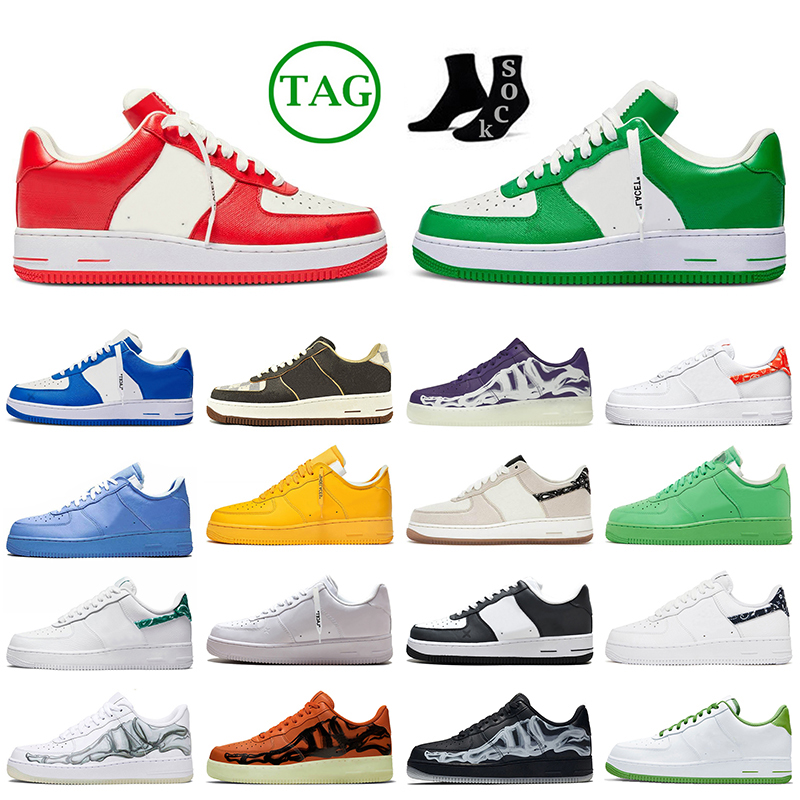 

Platform Sneakers AF1s Designer Casual Shoes Comet Red Gym Green With Socks Printing Brown Black Offs White Green Spark Travis Scotts Skeleton AirForces Trainers, B56 sup black 36-45