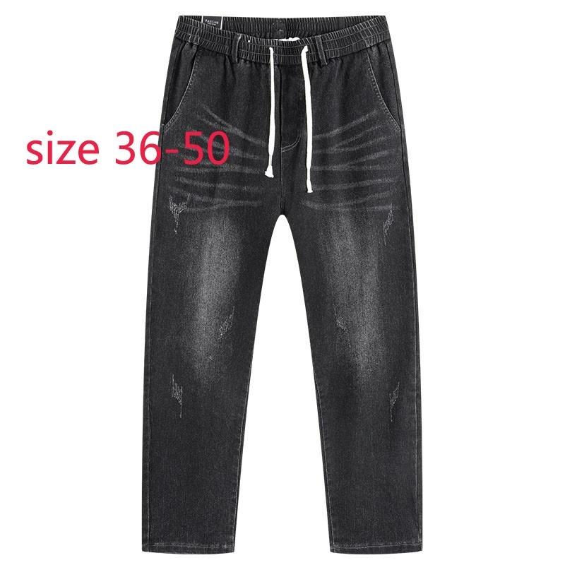 

Men's Jeans Arrival High Quality Fashion Autumn Men Fashionable Casual Elastic Waist Denim Full Length Plus Size 36-42 44  48 50Men's, Beige