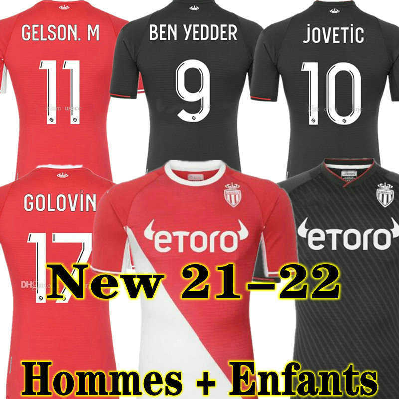 

JOVETIC 2021 2022 AS MONACO SOCCER JERSEYS Volland maillots de foot Collector 21 22 B.BADIASHILE BEN YEDDER GELSON FABREAGS GOLOVIN men kids
