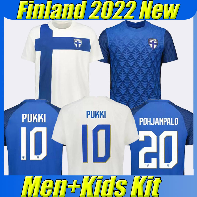 

Finland Soccer Jerseys 2022 PUKKI Suomi National Team Home White Away Blue SKRABB RAITALA JENSEN Men Football Shirts Uniform, Fenlan 2022 home