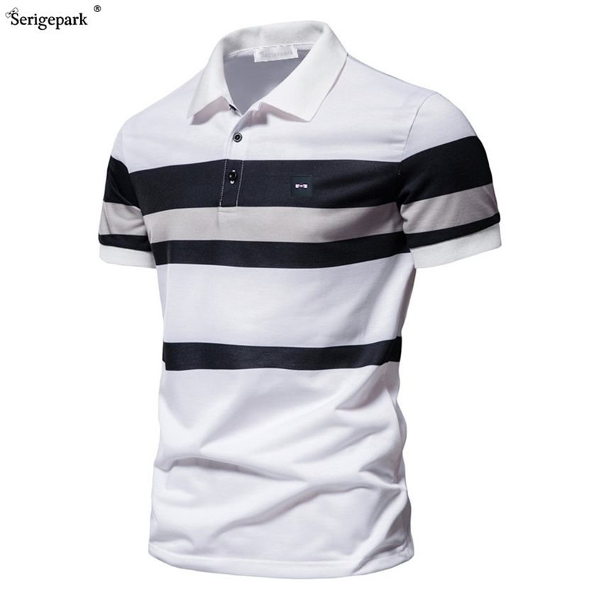 

Man polo shirt print stripe classical pattern France luxury brand serige park eden cotton blends European design 220419, Navy blue