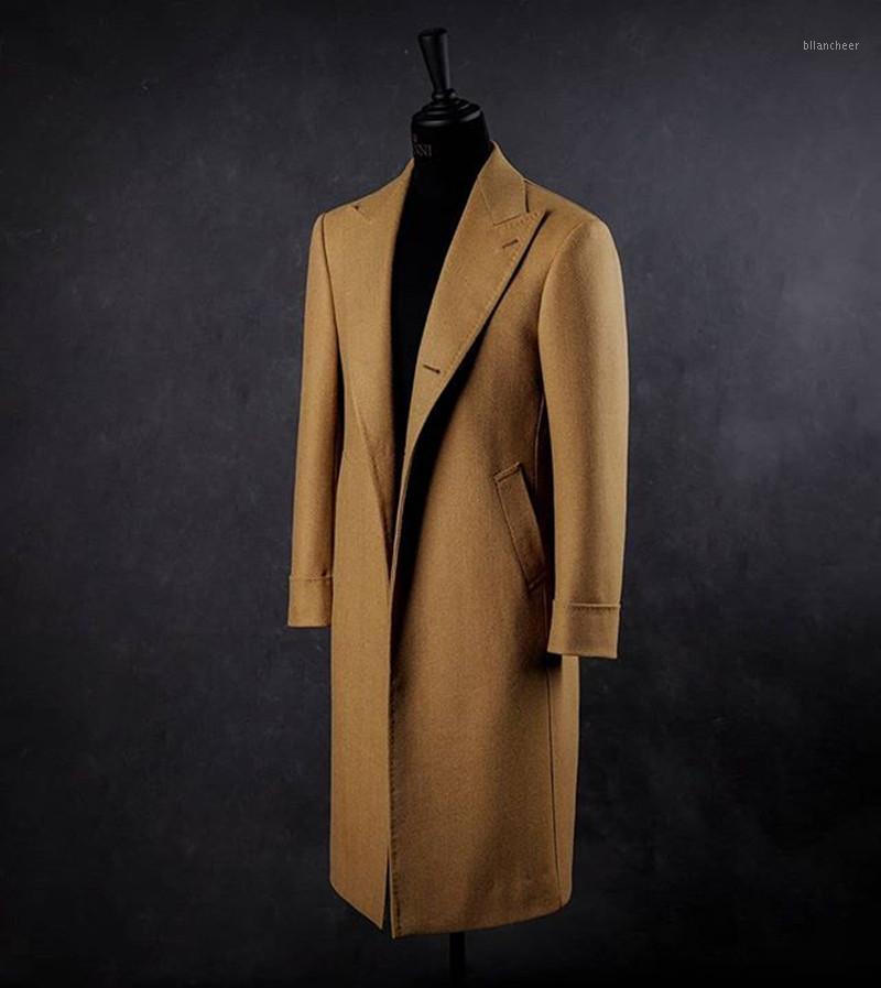 

Men's Suits & Blazers 2022 Winter Fashion Woolen Mid-Length Overcoat For Men Solid Singal England Style Breasted Cacual Notched Thicken Jack, Lavender