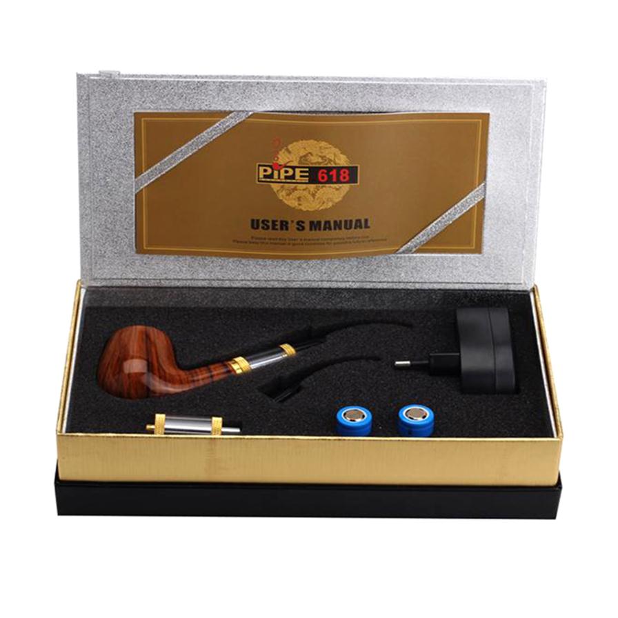 

Vape e pipe 618 smoking pipe ECig starter kit with 2.5ml atomizer with18350 Battery Wood Design e-liquid vaporizer vape mod retro 3421