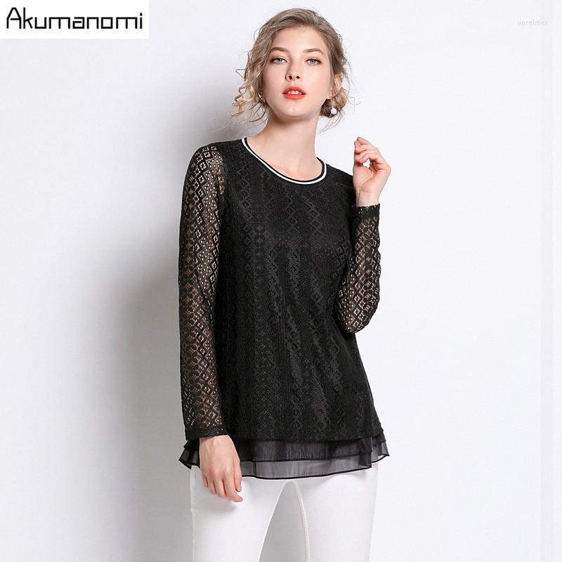 

Women's Blouses & Shirts Spring Summer Women Lace Shirt Tops Sexy Mesh See-through Long Sleeve Black Dot Star Striped BlouseWomen's Women'sW