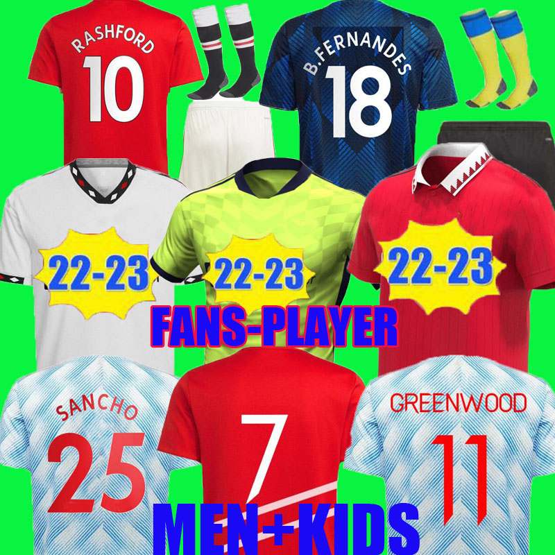 

fans player SANCHO 21 22 23 soccer jerseys RASHFORD MAN 2022 2023 football shirt UTD POGBA CAVANI B. FERNANDES men kids kit VARANE FRED Cristiano Shaw GREENWOOD Lingard, Adult 22 23 away player version