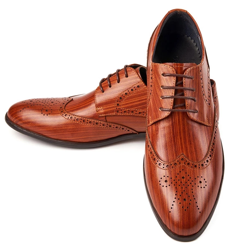 

Vintage Mens Leather Derby Brown Lace Up Shoes for Office, As pic