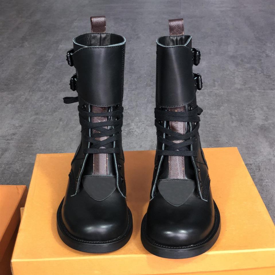 

2021 Metropolis Ranger boots woman combat boots Designers Ankle Boots CalfSkin leather and canvas Flat shoes226m, Color 4
