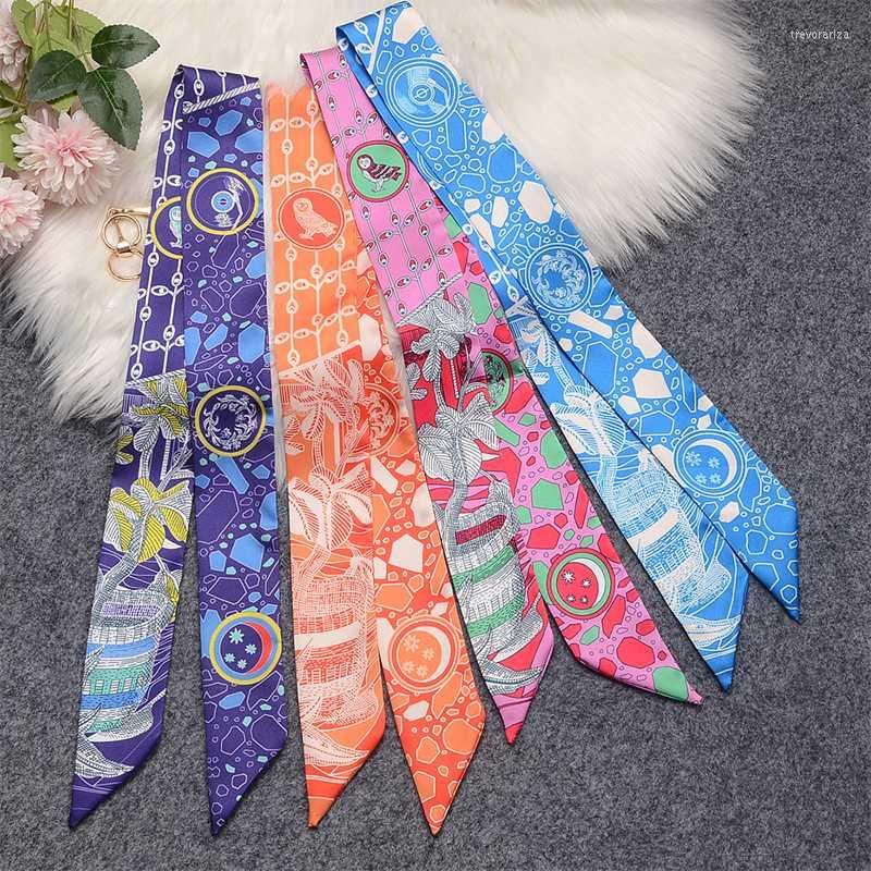 

Scarves Fashion Printed Silk Scarf Women Luxury Office Ladies Hair Band Accessories For Bags Bandana Headband Neckerchief 2022Scarves