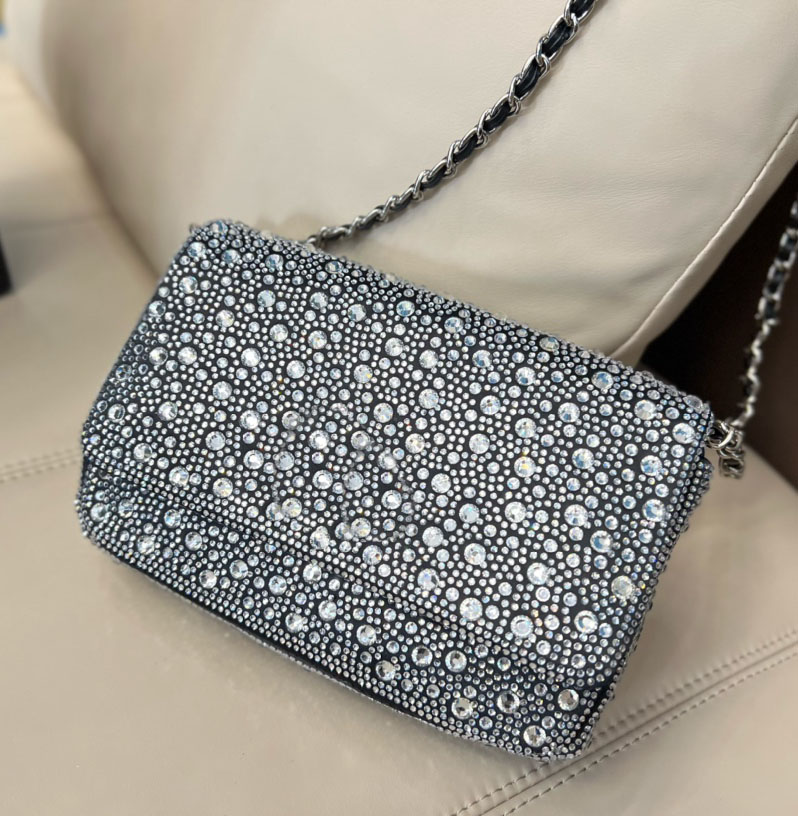 

Chain Shoulder Bag Flash Diamond Wallet Crossbody Purse New Luxury Designers Portable Mini Clutch Party Fashion Top Quality Lady Hasp Handbags Women Hand Bags, Black