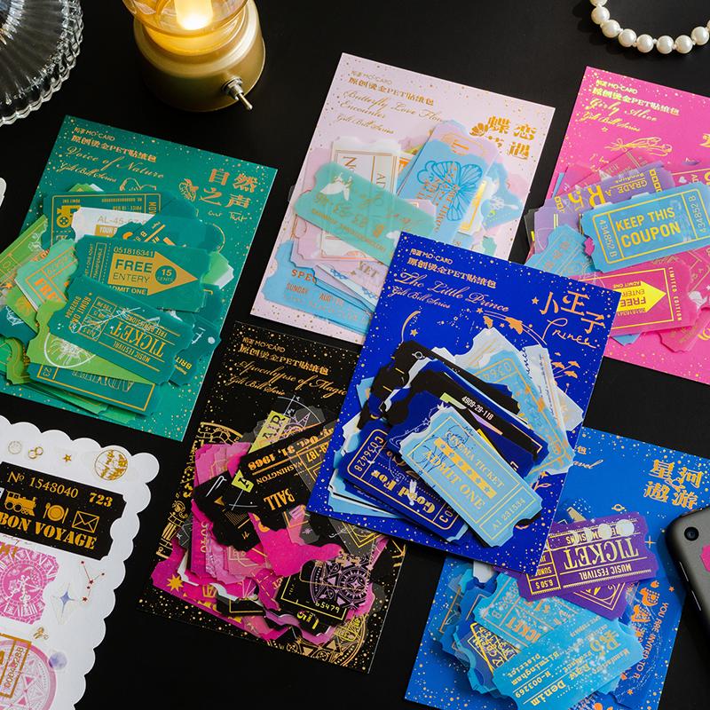 

Gift Wrap 45 Pcs/pack PET Bronzing Sticker Adhesive Diy Journal Notebook Planner Handmade Scrapbooking Decor Stickers