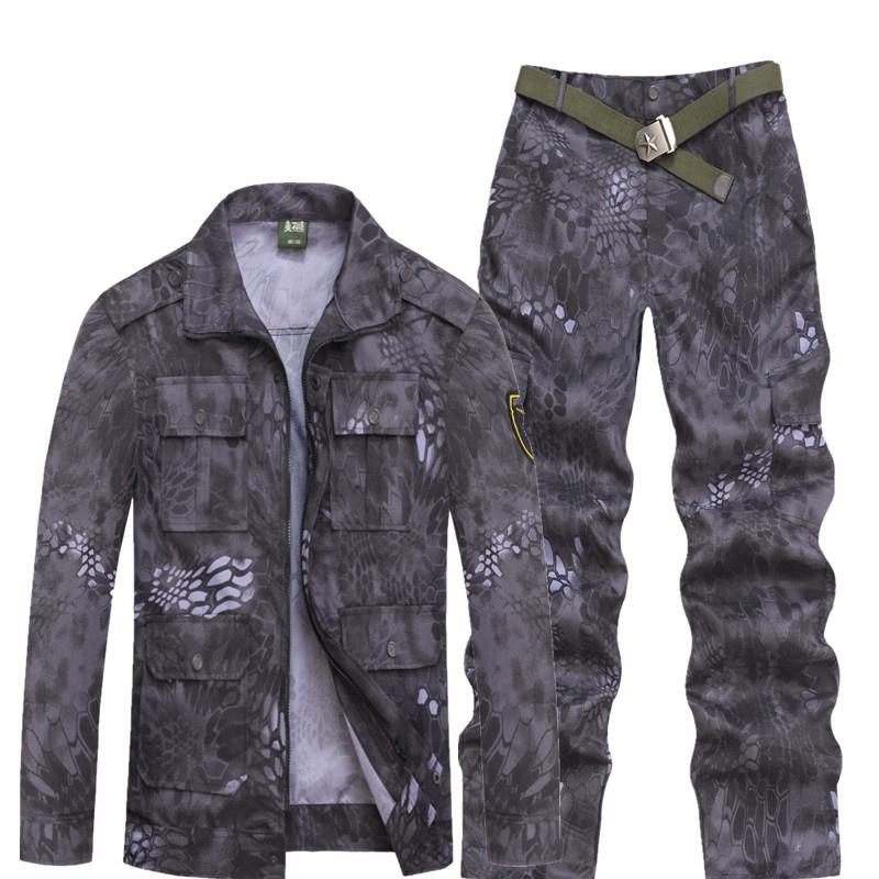 

Hunting Jackets Army Fans Camo Training Uniform Suits Men Women Outdoor Camping Hiking Sports Combat Tactical Military Thin Jacket + Pants S, Black python