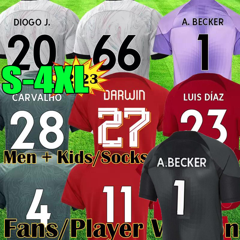 

3XL  21 22 23 LVP Soccer Jerseys M.SALAH FIRMINO THIAGO KONATE 2021 2022 2023 purple goalkeeper VIRGIL Diogo MANE KEITA JONES Thailand men kids kits Football Shirt, 21/22;away