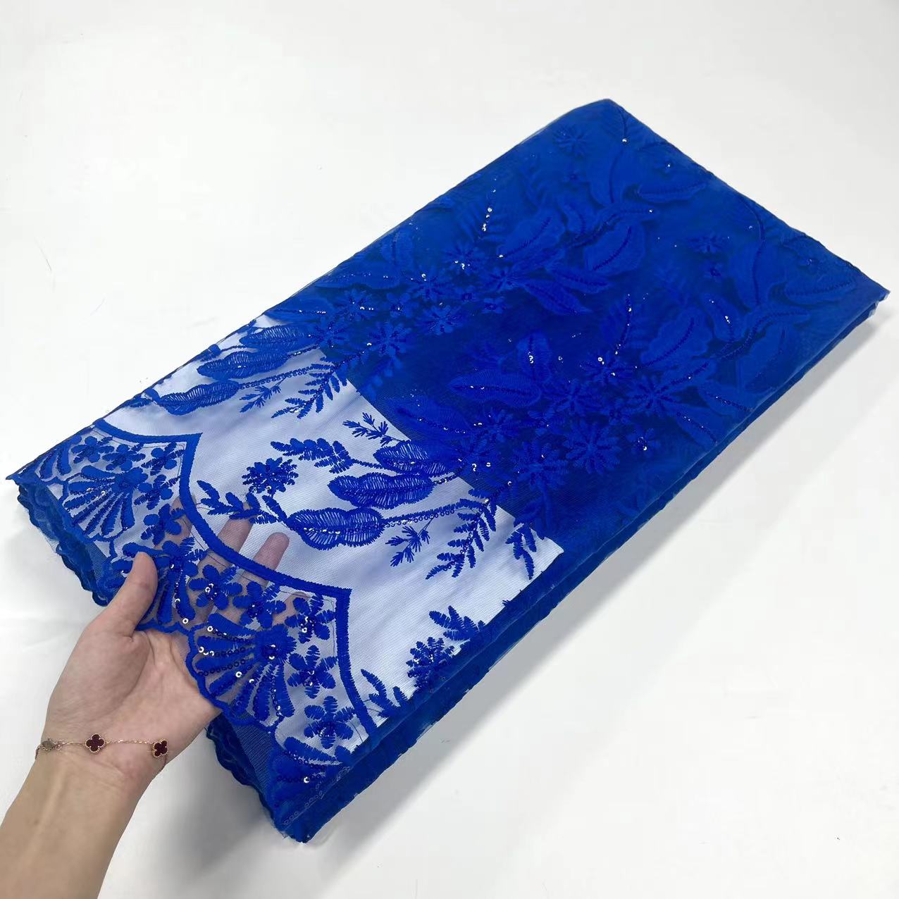 

2022 African Fabric 5 Yards High-quality French Lace Gauze Fashion 3D Wedding Fabric Sewing Necessary Y2276