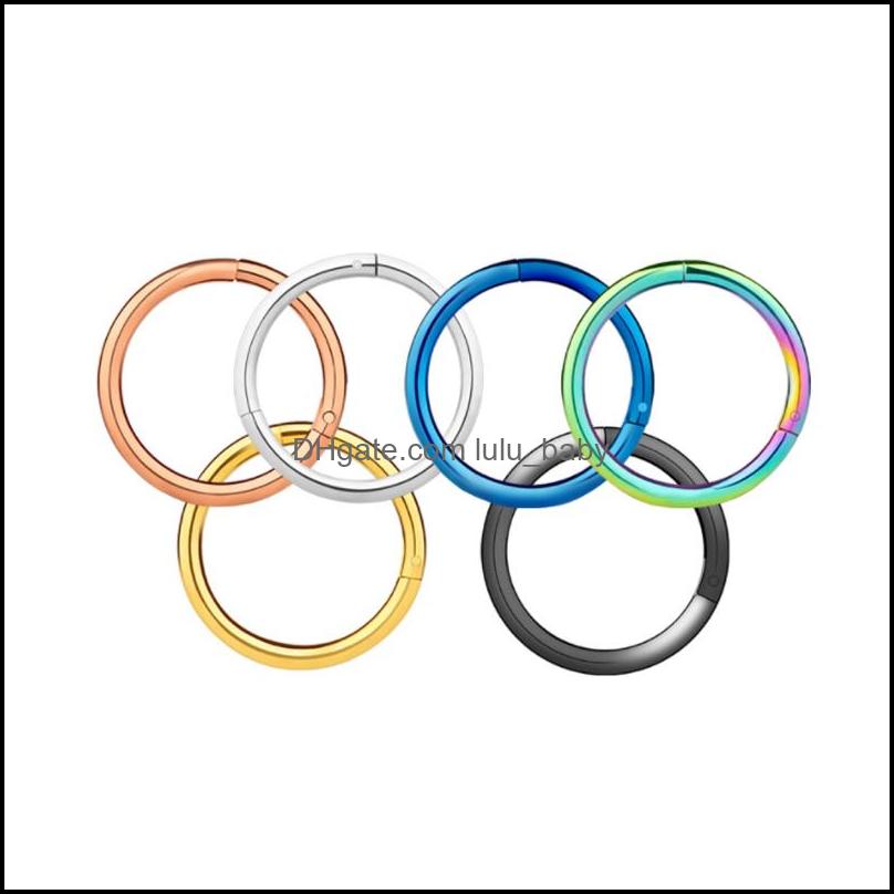 

Body Arts Tattoos Art Health Beauty 316L Stainless Steel Hypoallergenic Seamless Nose Ring Septum Jewelry Hinged Segment Dho0B