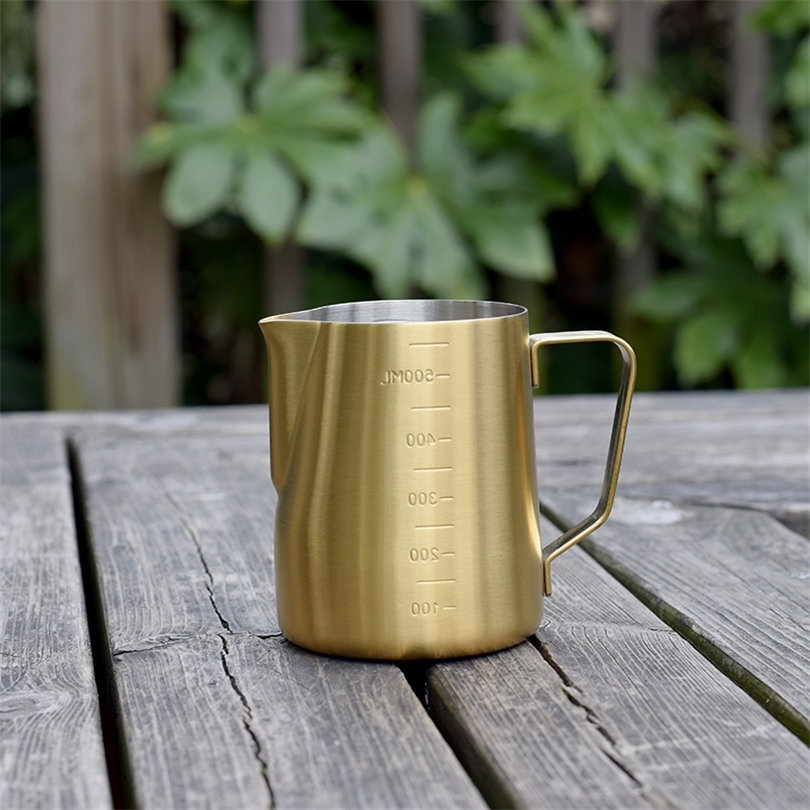 

Stainless Steel Milk Frothing Jug Espresso Coffee Mug Pitcher Barista Craft Coffee Cappuccino Cups Latte Pot Kitchen Tool600ml T200111