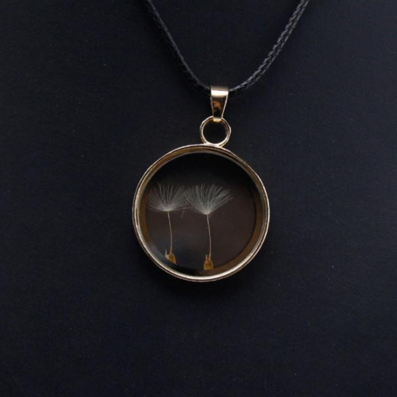

Pendant Necklaces Necklace Jewelry Gift Women Adjustable Natural Dried Dandelion Transparent Disc Round Crystal Handmade ChainsPendant