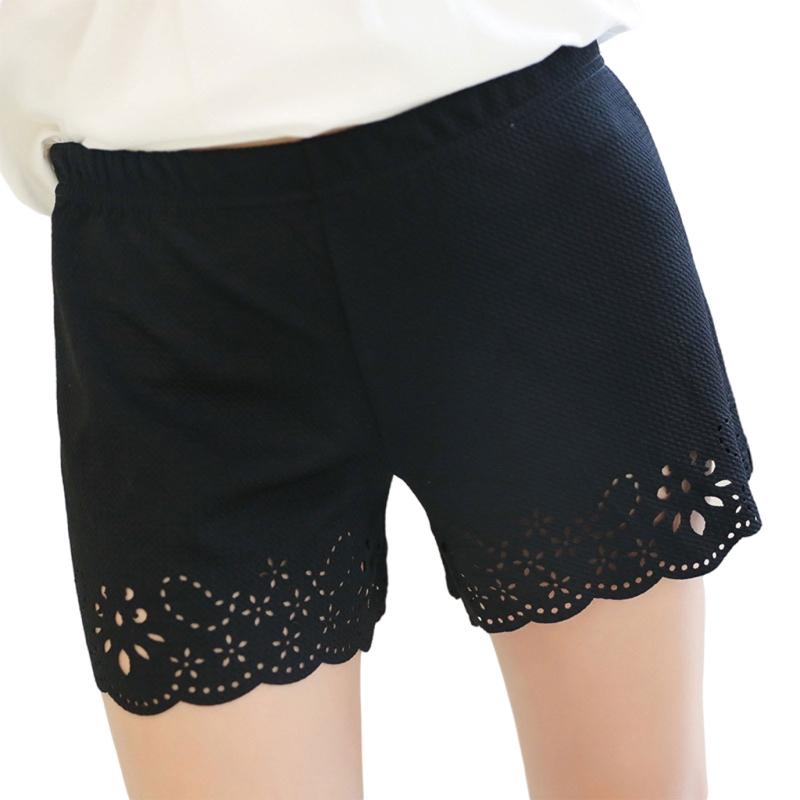 

Women's Panties Korean Style Women Summer Thin Safety Pants Hollow Out Paisley Flower Scalloped Hem Slip Shorts Solid Color Seamless Anti-Ex, White