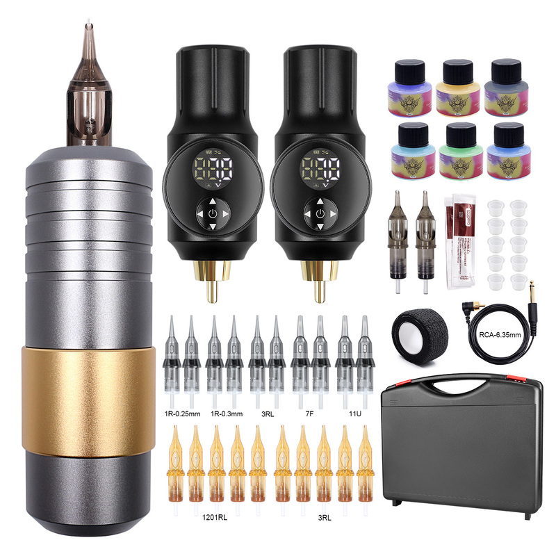Kit de machine à tatouer sans fil professionnel Kit d'alimentation stylo rotatif avec cartouches pour 220617