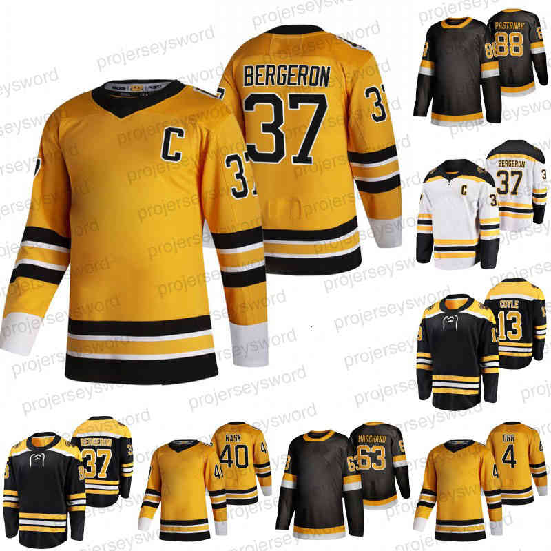 #37 Patrice Bergeron 2021 Reverse Retro Jersey Taylor Hall David Pastrnak Tuukka Rask Charlie Coyle Brad Marchand Trent Frederic Chris