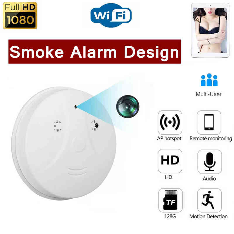 

Smoke Alarm Design 1080P Mini Camera with WiFi Wireless iP Camera Action Video Recorder Micro Cam Home Ceiling Surveillance H220411
