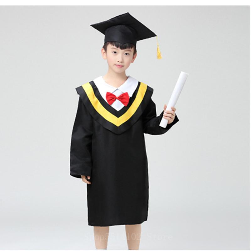 

Clothing Sets Children Bachelor Gown Performance Dress Kindergarten Graduation Po Shoot Colorblock Neckline Bow Tie School UniformClothing, Color1