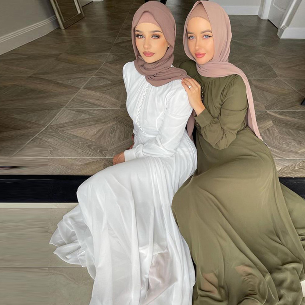 Eid Chiffon Abaya Dubai Kaftan Turkey Islam Muslim Long Maxi Dress Abayas Dresses For Women Vestidos Robe Longue Femme Musulmane-image-758039141