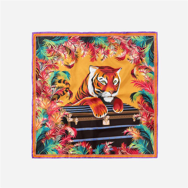 

Scarves 53cm Neck Scarf Design Tiger Print Square Bandana Ladies Kerchief Soft Silk Headband For WomenScarvesScarves