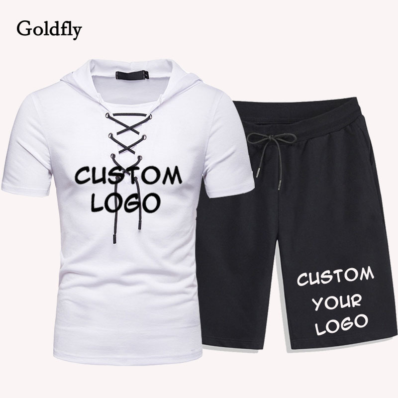 

Summer Men Tracksuit Lace Up T-Shirt Sports Shorts 2 Piece Set Running Hip Hop Sportswear Men' Shorts Set Custom 220615, Black black no print