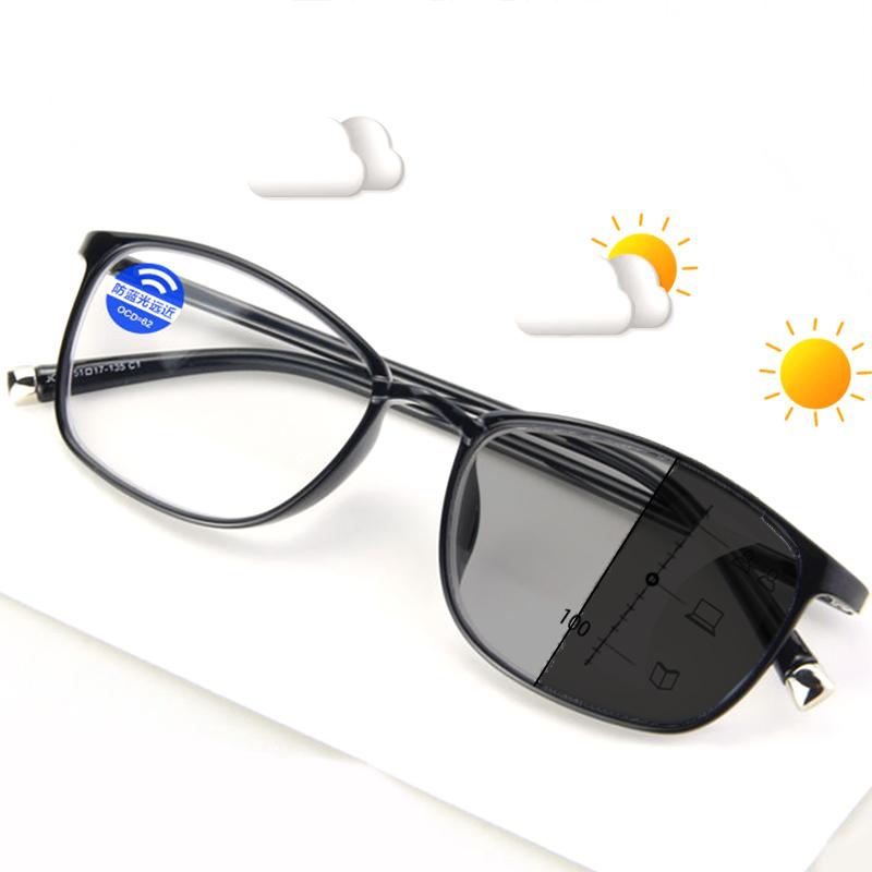 

Sunglasses Pochromic Reading Glasses Men Women Progressive Multifocal Anti Blue Light Flexible Presbyopic Tr90 Full FrameSunglasses