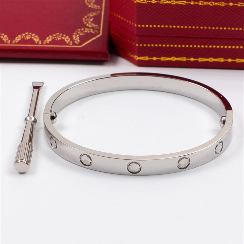 Titanium Steel Love Bracelets Silver Rose Gold Bracelet Bangles Femmes Men Men de vis à vis Bracelet Carter Bijoux Wit208y