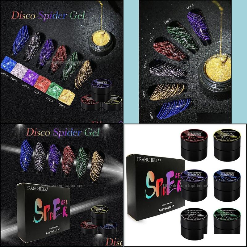 

Nail Gel Art Salon Health Beauty Ding Spider 6 Colors 8Ml Glitter Beautif Drop Delivery 2021 Fercz, 01