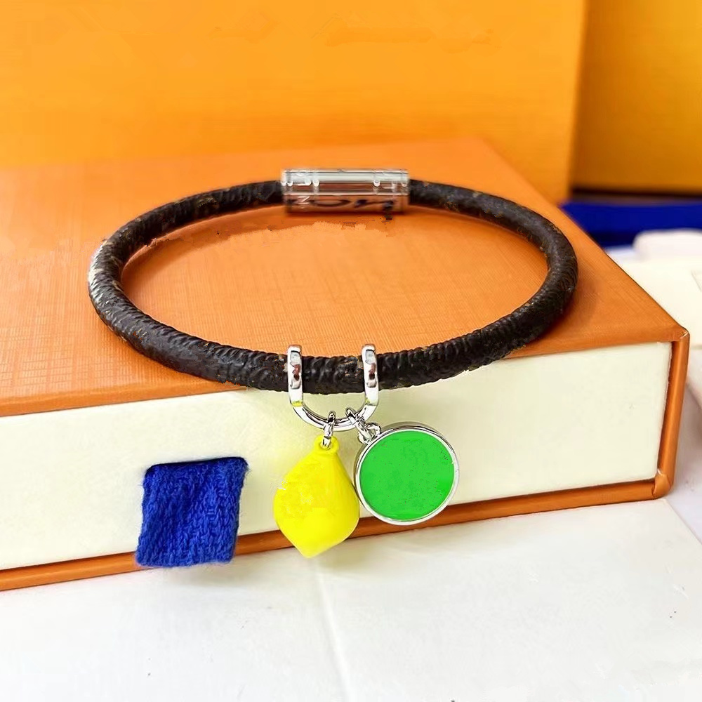 

French design high quality jewelry fruit bangles Bracelet men and women strawberry lemon Pendant Necklace holiday gift