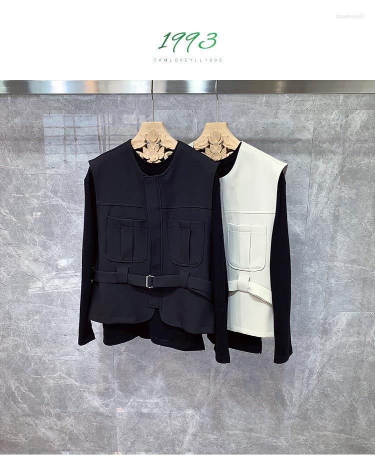 

Men's Vests Rk333 Fashion Coats & Jackets 2022 Runway Luxury European Design Party Style Clothing Stra22, Black