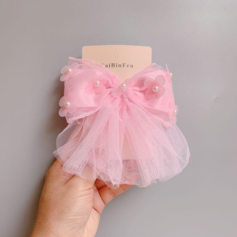 

Headpieces Children's Hair Accessories Big Hairpin Mesh Bow Knot Four-leaf Flower Half PearlHeadpieces