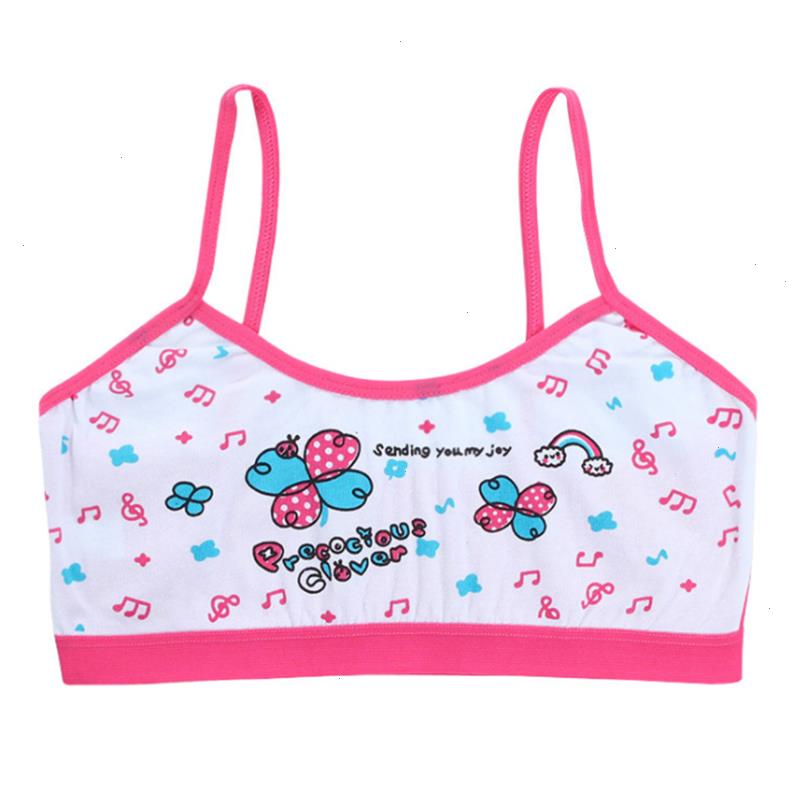 

1pcs Teenage Girls Training Bra Tank Kids Underwear Cotton Cartoon Vest Crop Top 8-14years Fashion Prints Bras Cute, Purple