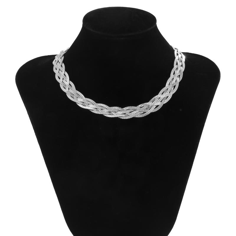 

Chains Twisted Women's Neck Gold Layered Chokers Necklaces For Women Vintage Fashion Simple Weaved Flat Link Collares De ModaChains
