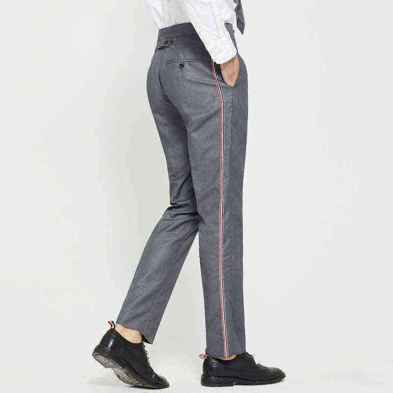 

TB THOM Men's Pants Spring Autunm Fashion Brand Trousers For Men Side Seam Twill Skinny Striped Luxury Harajuku Foraml TB Pants, Navy blue