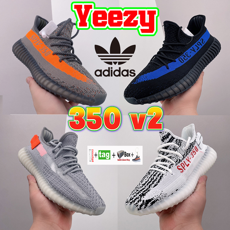 Adidas Running Chaussures Yeezy Boost 350 v2 Bleu éblouissant Beluga Reflective Zebra Designer Hommes Baskets Noir Blanc Bred Rouge Beluga 2.0 Ta