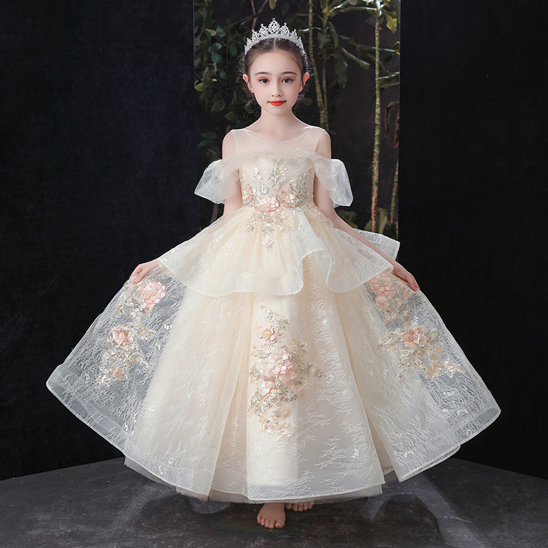 2022 Vintage Princess Flower Girls Dresses Lace Flowers Special Occasion for Weddings Ball Gown Kids Pageant Gowns Communion Dresses-image-763231314