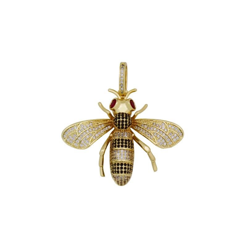 

Pendant Necklaces Big Bee Necklace Copper Inlaid Color Zircon Charms For Jewelry Making Man Women Antique Gold Plated Bumble BeePendant