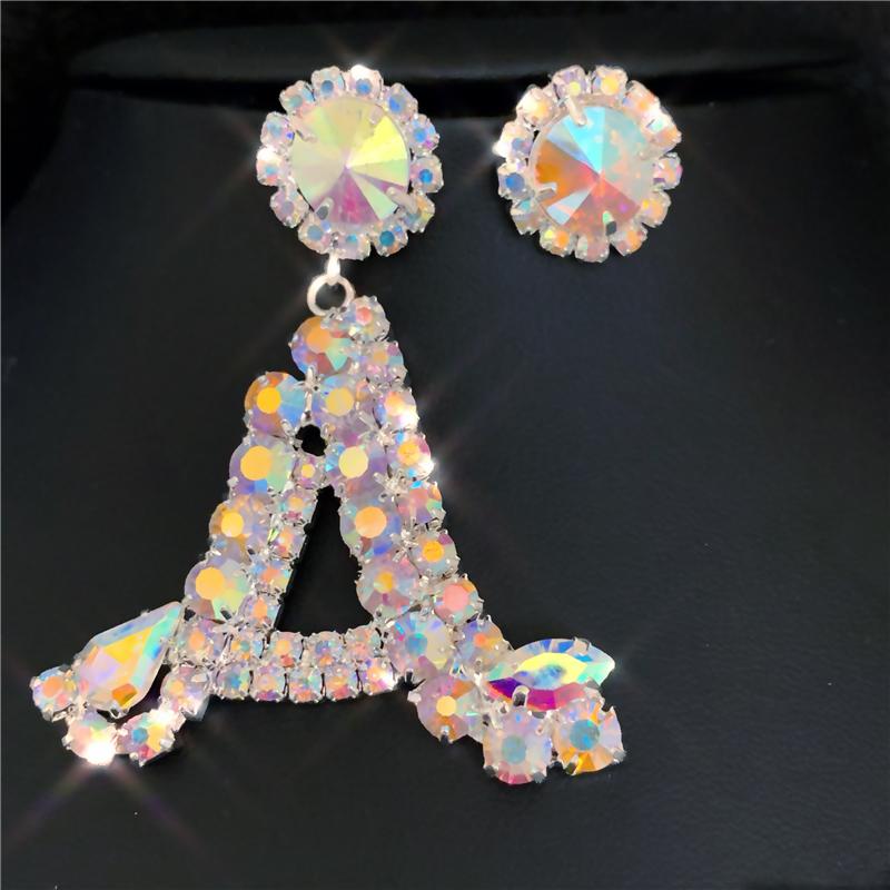 

Dangle & Chandelier Fashion Luxury Design Letter Earrings Woman Exquisite Bling Rhinestone Crystal Bridal Jewelry GiftDangle