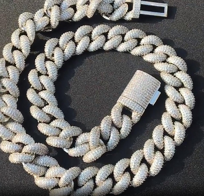 

Full Diamond Cuban Link Chain Mens Gold Iced Out Chains Necklace Hip Hop Jewelry 14mm 3D Fashion Thick Heavy Necklace bracelet