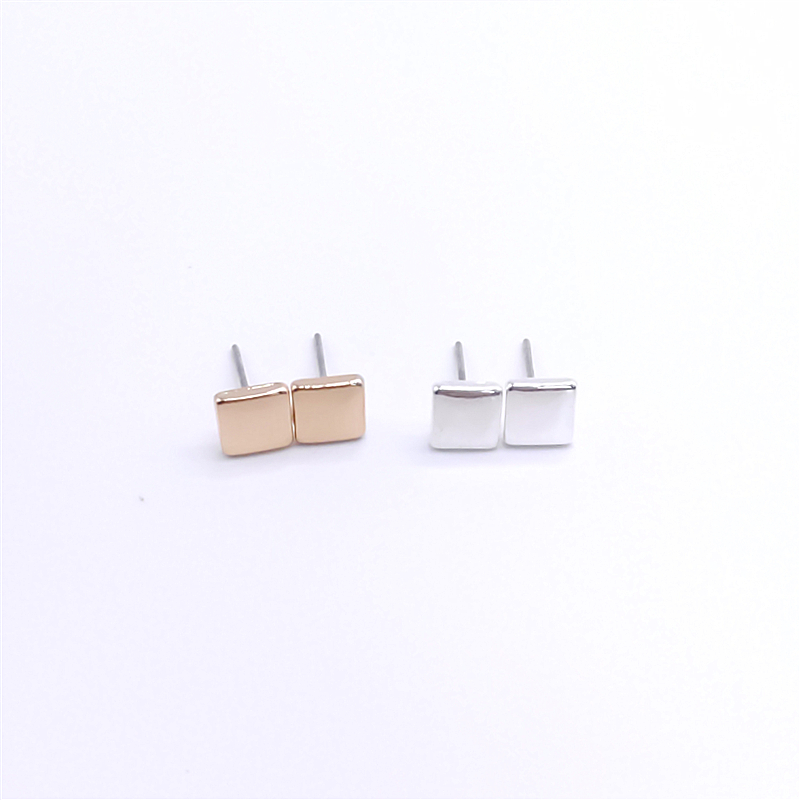 

New Fashion Square stud earrings wholesale Smooth surface design flat ear studs Simple style for men and women