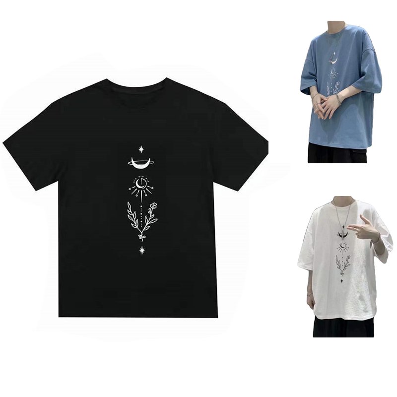 

Men's T-Shirts Cotton Harajuku Style Short-Sleeved Tide Brand Wild Summer Ins T-Shirt Clothes, Black